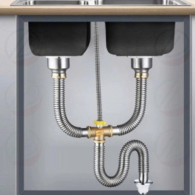 Bộ Xả Chậu Chén Xi Phông Inox 2 Hộc Phụ Kiện Thau Chịu Nhiệt Cao Thoát Nước Nhanh - Lỗ xả bằng nhau phi 110 (lọt lòng 90)