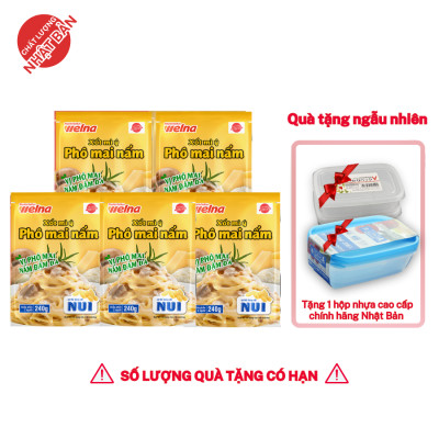 Combo 5 Gói Xốt Mì Ý Phô Mai Nấm [TẶNG KÈM HỘP NHỰA CAO CẤP] Nisshin Seifun Welna
