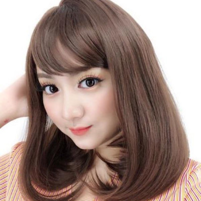 Tóc giả cúp vai cao cấp ngôi lệch- tặng lưới chùm tóc