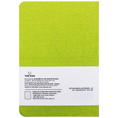 Sổ Colourful Notebook A6 - Dòng Kẻ Chấm - 120 Trang 100gsm - The Sun - Màu Xanh Lá