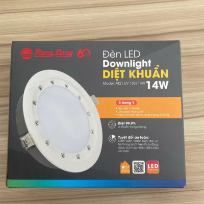 Đèn LED Âm trần diệt khuẩn Downlight UV Rạng Đông Model: AT21.UV 135/14W ánh sáng trắng (6500K) hoặc vàng (3000K)
