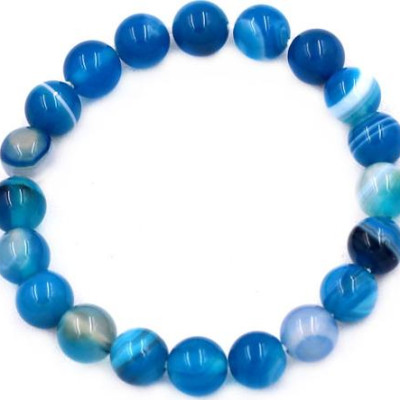 Vòng tay Thạch Anh Xanh Biển Sọc size 8 ly 21 hạt - hợp mệnh Mộc, mệnh Thủy