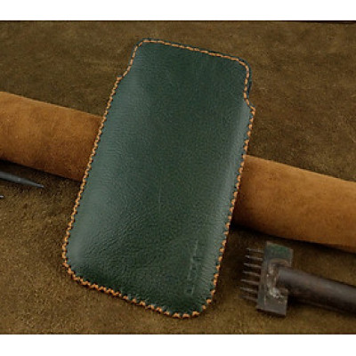 Bao Da Túi Rút dành cho iphone x/xs Da Bò Hạt Màu Xanh Rêu