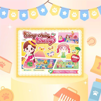 Sách - Công Chúa Cherry - Công Viên Thú Cưng - Sách Bóc Dán Sticker Cho Bé Gái - Megabook