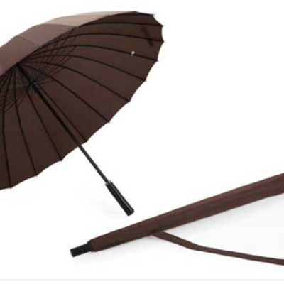 Ô đi mưa cán dài cỡ lớn dù đi mưa cao cấp 24 nan siêu chắc chắn màu nâu