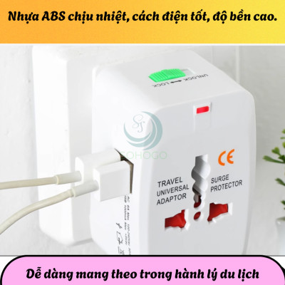 Bộ Chuyển Đổi Điện Du Lịch Đa Năng Quốc Tế- Ổ Cắm Chuyển Đổi Đa Chuẩn Cắm Toàn Cầu- Adapter Du Lịch 4 Trong 1 – Có Bảo Vệ Quá Áp- Travel Universal Adapter with Surge Protector- Ổ Cắm Quốc Tế Đa Năng – Tương Thích 150+ Quốc Gia