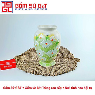 Lọ hoa dáng đùi dế vẽ cúc họa mi Gốm Sứ G&T