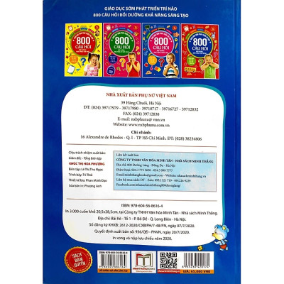 Giáo Dục Sớm Phát Triển Trí Não - 800 Câu Hỏi - Bồi Dưỡng Khả Năng Sáng Tạo