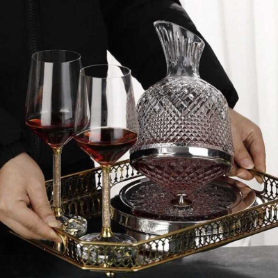 Bình Thở Rượu Vang 1500ml cao cấp đế xoay 360 độ – Bình Đựng Rượu Vang – Wine Decanter trang trí bàn ăn và làm quà tặng