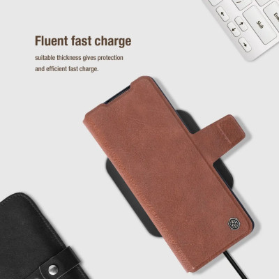 Case bao da chống sốc cho Samsung Galaxy Z Fold 5 trang bị ngăn đựng S-Pen hiệu Nillkin Aoge Leather Cover Case (bảo vệ máy cực tốt, chất liệu da thật cao cấp, thiết kế thời trang cá tính) - hàng nhập khẩu