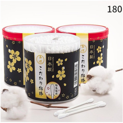Hộp 180 tăm bông ngoáy tai kháng khuẩn Sanyo Nhật Bản, chất liệu đầu bông được làm bằng 100% cotton cao cấp mềm mại, không gây đau rát khi sử dụng