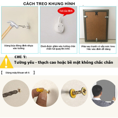 Bộ Khung Ảnh Treo Tường Phong Cách Vẽ Nghệ Thuật Vẻ Đẹp Hà Nội Xưa Tặng Kèm bộ ảnh như hình mẫu, đinh treo tranh và sơ đồ treo PGC276