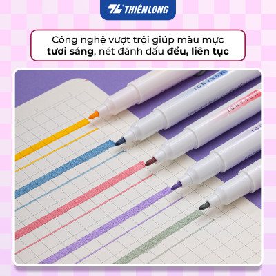 Bút dạ quang màu Morandi Hi! Line Thiên Long HL-024 - Công nghệ chống khô mực