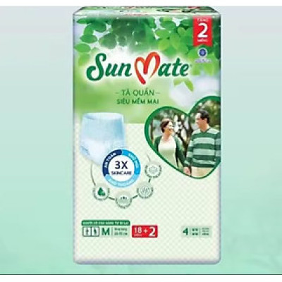Tặng Thêm 2 Miếng- Tã Quần Sunmate M18 Siêu Mềm Mại -HSD Luôn Mới