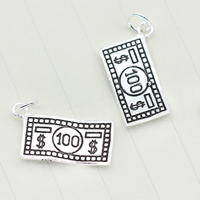 Combo 2 cái charm bạc hình tờ 100 đô la treo - Ngọc Quý Gemstones