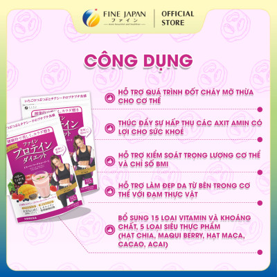 Bột Protein thực vật Aya’s Selection Protein Diet FINE JAPAN vị Mix quả mọng gói 325g