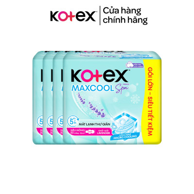 [Bao Bì Thay Đổi Theo Từng Đợt Nhập Hàng] Combo 4 gói băng vệ sinh Kotex Maxcool French Spa Siêu mỏng cánh 23cm (20M/gói)