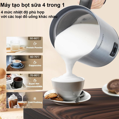 Máy tạo bọt sữa Nóng và Lạnh 4 trong 1 thương hiệu Mỹ HiBREW M3A cao cấp - Hàng Chính Hãng