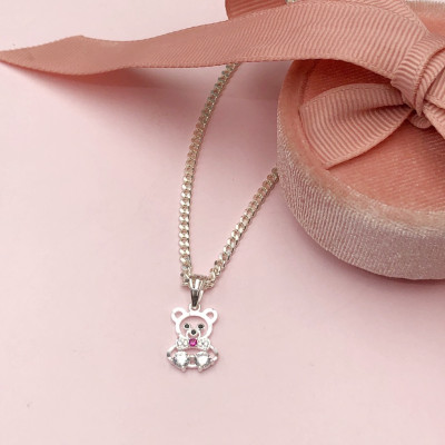 Dây Chuyền, Vòng Cổ Trẻ Em Bạc Ta Hình Mặt Gấu Xinh Chính Hãng Bạc Hiểu Minh DTE071