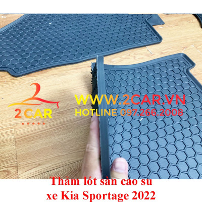 Thảm sàn, Thảm lót sàn xe KIA Sportage 2022 cao su đúc, vân tổ ong, không mùi, MẪU chữ đỏ