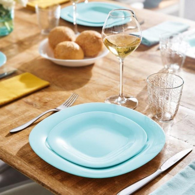 Đĩa (dĩa) thủy tinh Luminarc Carine xanh ngọc 19cm, dùng lò vi sóng, máy rửa bát, sản xuất Pháp - P4246