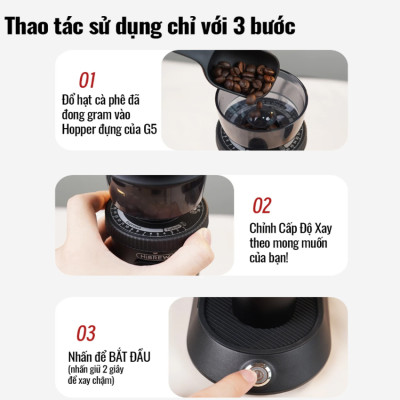 HÀNG CHÍNH HÃNG - Máy xay hạt cà phê chuyên nghiệp Single Dose, tích hợp 36 chế độ xay. Thương hiệu Mỹ cao cấp HiBREW-G5