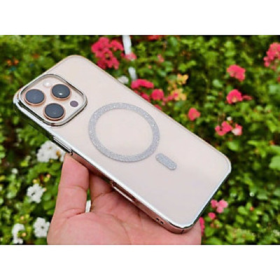 Ốp lưng cho iPhone 15 Pro Max trong suốt hỗ trợ sạc từ đính đá cực sang siêu mỏng nhẹ hiệu Bling Bling Memumi - hàng chính hãng