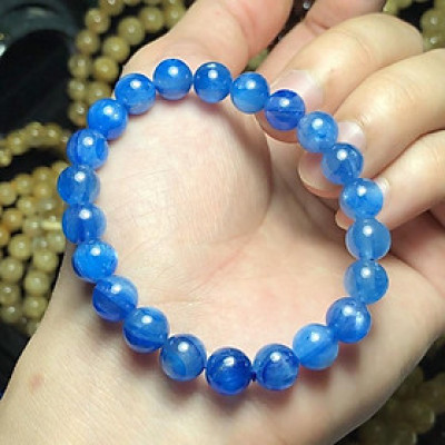 Vòng Tay Đá Kyanite 8-9ly màu xanh dương, hợp mệnh Thuỷ và mệnh Mộc - Bình an, may mắn