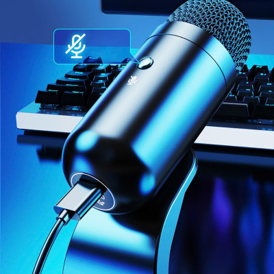Micro USB Mic Thu Âm Condenser Podcast, Livestream, Radio, ASMR Microphone Phòng Thu Studio PC Microphone Chuyên Nghiệp Thu Âm Rõ Nét Chống Ồn Độ Nhậy Cao LED MÀU HỒNG - Hàng Chính Hãng