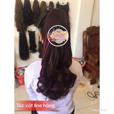Tóc cột line hồng tím- hình thật