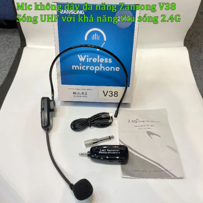 Micro trợ giảng không dây Zansong kết nối 2.4ghz V38 ( Hàng Chính Hãng )