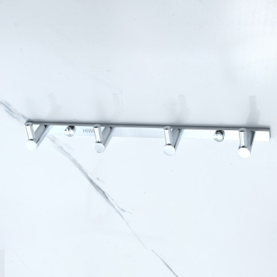 Móc treo quần áo tiện lợi 4 móc chất liệu đồng mạ crom Y-6302-4 mặt gương sáng bóng Hiwin kích thước 250x28x28
