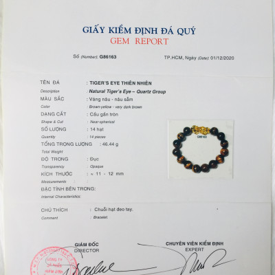 Combo Vòng Đeo Tay phong thủy đá Mắt Hổ tự nhiên, đính Tì Hưu, Kèm hộp đựng lót lụa vàng.