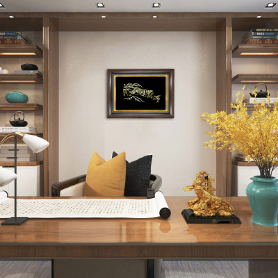 Tranh Hổ vàng xuống núi - Tranh Mãnh Hổ Hạ Sơn mạ vàng