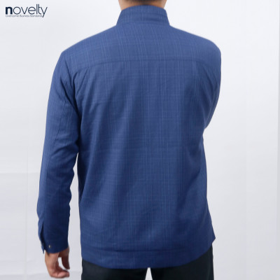 Áo Jacket nam 2 lớp cổ trụ Novelty Casual caro lớn xanh dương NJKMCLMT3B2305252