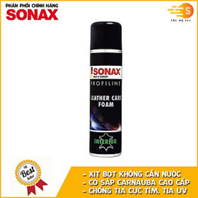 Chai xịt bọt làm sạch và bảo dưỡng ghế da ô tô Leather Care Foam Profiline Sonax 289300 400ml - làm mềm mịn da, dạng bọt không cần dùng nước
