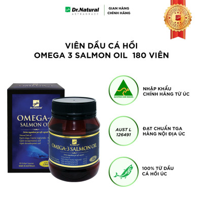 Viên Uống Dầu Cá Hồi Úc Dr Natural Omega 3 Salmon Oil 180 Viên | Tốt Cho Mắt, Não, Tìm, Giảm Nguy Cơ Xơ Vữa Động Mạch - Hàng Chính Hãng