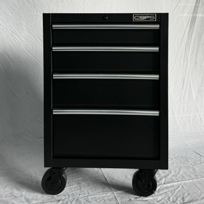 Tủ dụng cụ CSPS 61cm - 04 hộc kéo màu đen bánh xe (tay cầm trắng)