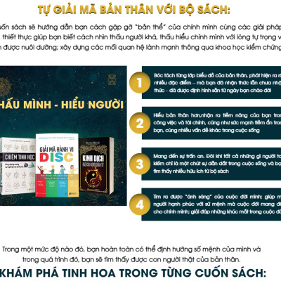 Bộ Sách Tự Giải Mã Bản Thân: Kinh Dịch Đạo Người Quân Tử, Chiêm Tinh Học Ứng Dụng Trong Sự Nghiệp, Tình Yêu Và Giải Mã Hành Vi Bạn Thuộc Kiểu Lãnh Đạo Nào Trong 8 Nhóm Hành Vi?