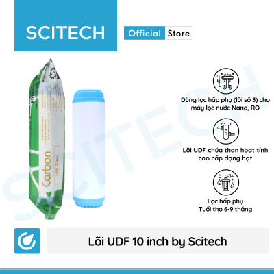 Bộ lõi lọc nước số 1,2,3 (PP-UDF-CTO) 10 inch by Scitech dùng trong máy lọc nước RO, bộ lọc thô - Hàng chính hãng