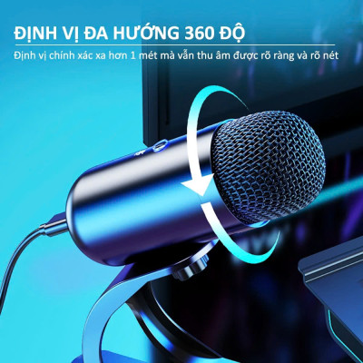 Micro USB Mic Thu Âm Condenser Podcast, Livestream, Radio, ASMR Microphone Phòng Thu Studio PC Microphone Chuyên Nghiệp Thu Âm Rõ Nét Chống Ồn Độ Nhậy Cao LED MÀU HỒNG - Hàng Chính Hãng