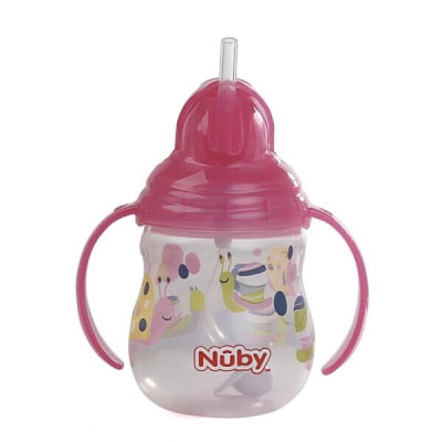 [ 10324-Nuby ] Bình uống nước 270ml, có ống hút làm bằng Silicone, vòi hút 360 độ