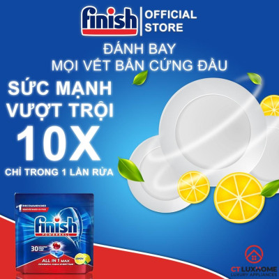 Viên rửa chén bát Finish All in one max 30 viên hương chanh