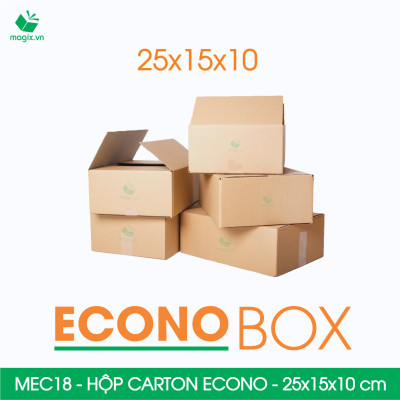 MEC18 - 25x15x10 cm - Combo 60 thùng hộp carton trơn siêu tiết kiệm ECONO