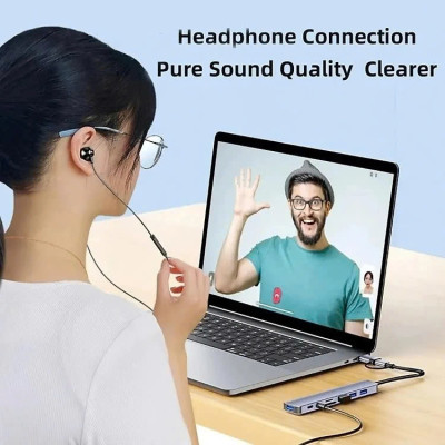 Bộ Chuyển Đổi Hub USB C Hub 8 Trong 1 Type C 3.1 Sang USB 3.0/ Type C/ Đọc Thẻ SD / TF Cho MacBook Notebook Laptop Máy Tính - Hàng Nhập Khẩu