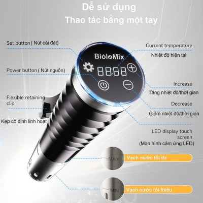 HÀNG CHÍNH HÃNG - Máy nấu chậm Sous vide, dùng cho gia đình. Thương hiệu Mỹ cao cấp BioloMix SV-9002