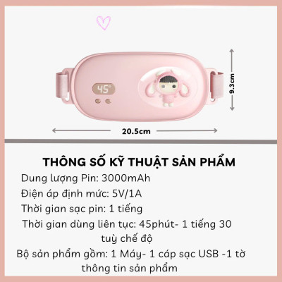 Máy Massage Làm Ấm Bụng, Đai Đeo Giảm Đau Bụng Kinh Nguyệt, Làm Ấm Tử Cung Cho Phụ Nữ Đến Kì 6 CHẾ ĐỘ