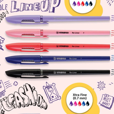 Combo Bút Bi Nắp F-Liner - Ngòi F - BP868F-C5 (BP868F-BU-BK-RD-PK-VL)