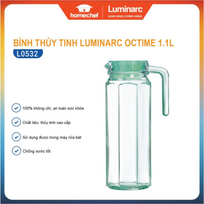 Bình thủy tinh đựng nước Luminarc Octime Ice Green L0532, dung tích 1.1L, dùng máy rửa bát