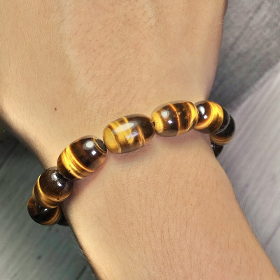 Vòng tay lu thống Thạch Anh Mắt Hổ vàng nâu 5A cao cấp